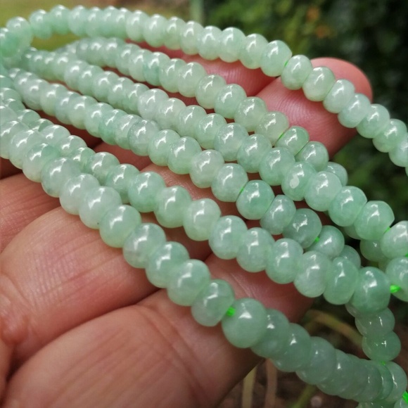 Certificated Natural Grade A Light Green Jadeite Jade Bean Necklace A0451 - Picture 3 of 13
